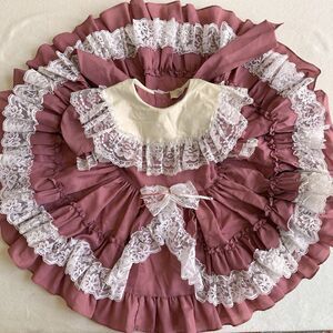 Dolls & Darlings Vintage 80’s Girls 4 Pink Lace Ruffle Pageant Party Dress